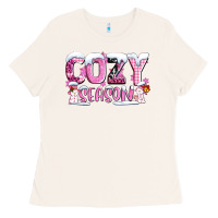 Bone pink cozy season with snowman ado Ladies Tee - AdoDesignShop