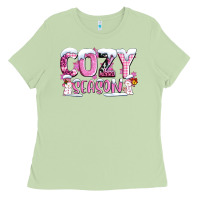Matcha pink cozy season with snowman ado Ladies Tee - AdoDesignShop