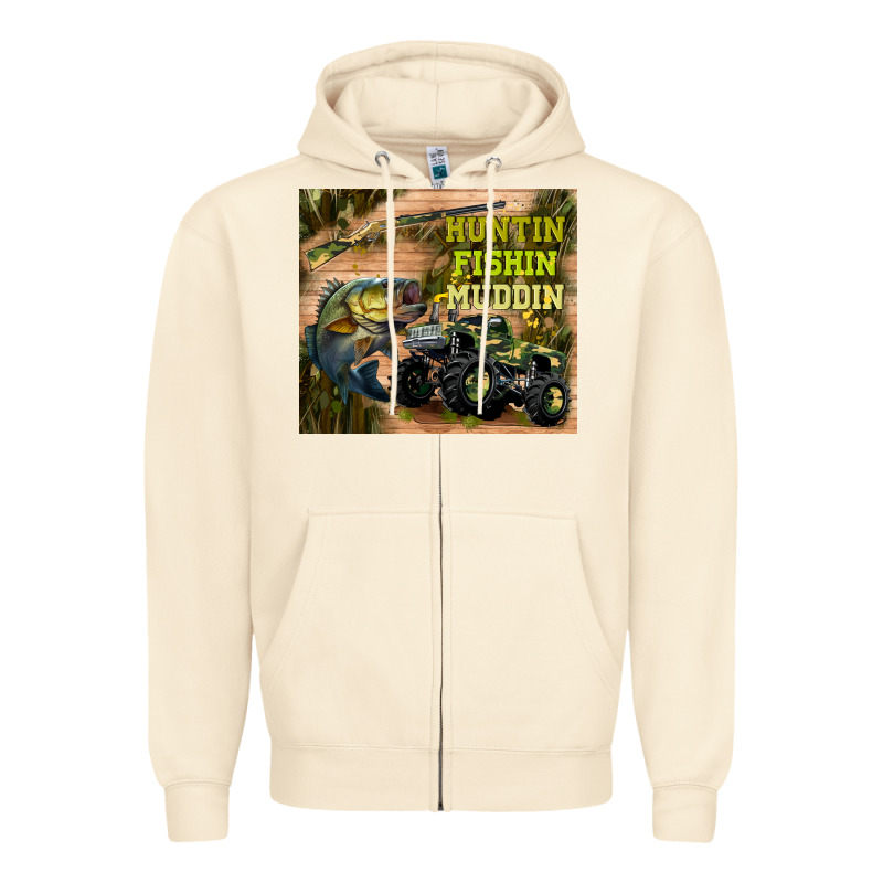 Huntin Fishin Muddin Zipper Hoodie by TumblerDesignByShophia | Teevron