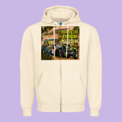 Huntin Fishin Muddin Zipper Hoodie Designed By Tumblerdesignbyshophia