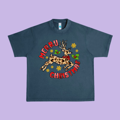 Merry Christmas Deer Urban Heavy Tee Designed By Maliassmallbusiness