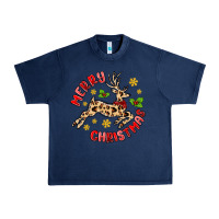 Navy merry christmas deer Urban Heavy Tee - MaliasSmallBusiness