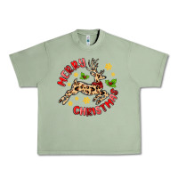 Oil Green merry christmas deer Urban Heavy Tee - MaliasSmallBusiness