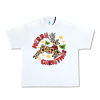 White merry christmas deer Urban Heavy Tee - MaliasSmallBusiness