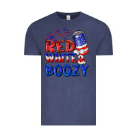 Vintage Denim red white boozy Vintage Tee - NancyCooperArtShop