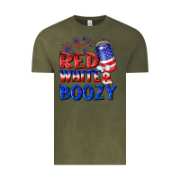 Vintage Olive red white boozy Vintage Tee - NancyCooperArtShop