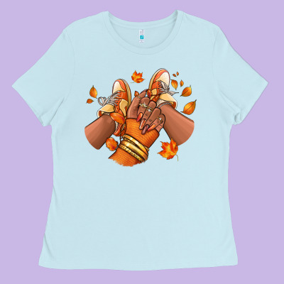 Black Girl Fall Sneakers Ladies Tee Designed By Ranaportraitstore