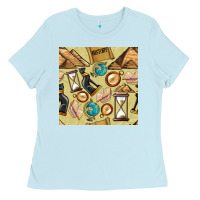 Baby Blue history seamless pattern Ladies Tee - BundleAndBundleShop