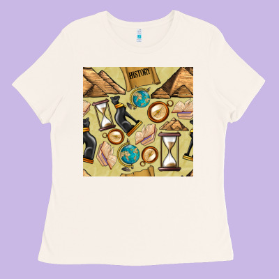 History Seamless Pattern Ladies Tee Designed By Bundleandbundleshop