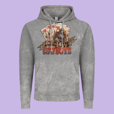 Long Live Cowboys Cards Vintage Hoodie Designed By Nancycooperartshop