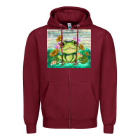 Burgundy frog with sunflower Zipper Hoodie - TumblerDesignByShophia