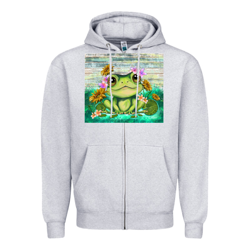 Frog With Sunflower Zipper Hoodie by TumblerDesignByShophia | Teevron