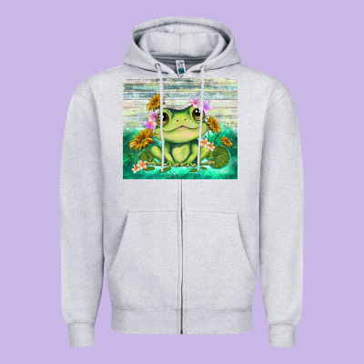 Frog With Sunflower Zipper Hoodie Designed By Tumblerdesignbyshophia