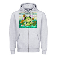 Heather Grey frog with sunflower Zipper Hoodie - TumblerDesignByShophia