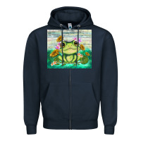Navy frog with sunflower Zipper Hoodie - TumblerDesignByShophia