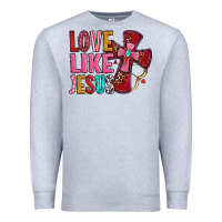 Heather Grey love like jesus Premium Sweatshirt - OliviaCreatesArt
