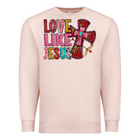 Pale Pink love like jesus Premium Sweatshirt - OliviaCreatesArt