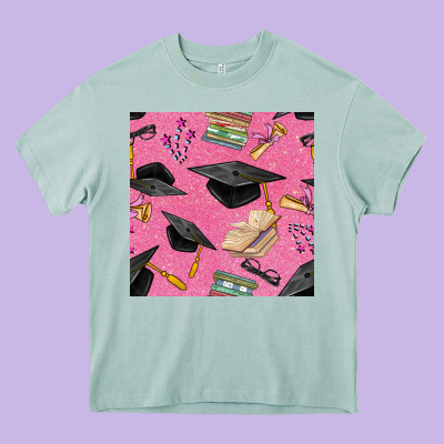 Pink Glitter Graduation Seamless Pattern Heavy Core Tee Designed By Bundleandbundleshop