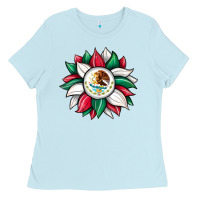 Baby Blue sunflower mexican flag Ladies Tee - JahusDesignShop