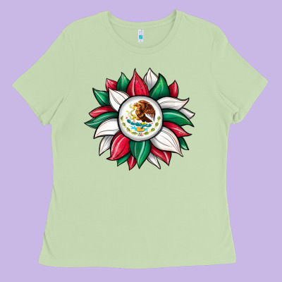 Sunflower Mexican Flag Ladies Tee Designed By Jahusdesignshop