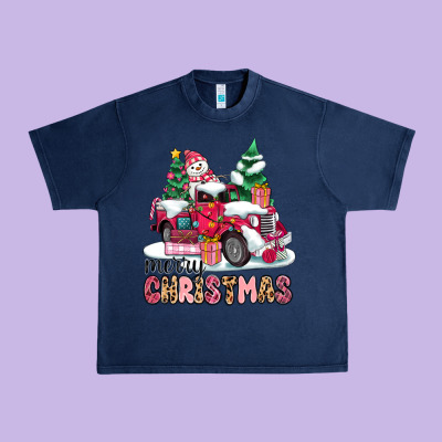 Pink Merry Christmas Urban Heavy Tee Designed By Maliassmallbusiness