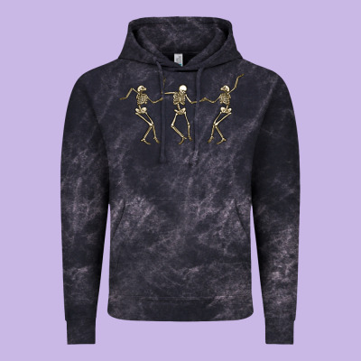 Dancing Skeletons Vintage Hoodie Designed By Maliassmallbusiness