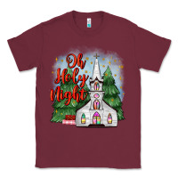 Burgundy christmas church oh holy night Classic Tee - MaliasSmallBusiness