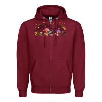 Burgundy magic mushroom Zipper Hoodie - TumblerDesignByShophia
