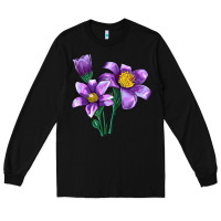 Black Pasque Flower Illustrations Long Sleeve Tee - LillyAllenDesigns