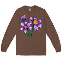 Chestnut Pasque Flower Illustrations Long Sleeve Tee - LillyAllenDesigns