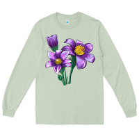 Matcha Pasque Flower Illustrations Long Sleeve Tee - LillyAllenDesigns