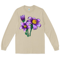 Mushroom Pasque Flower Illustrations Long Sleeve Tee - LillyAllenDesigns