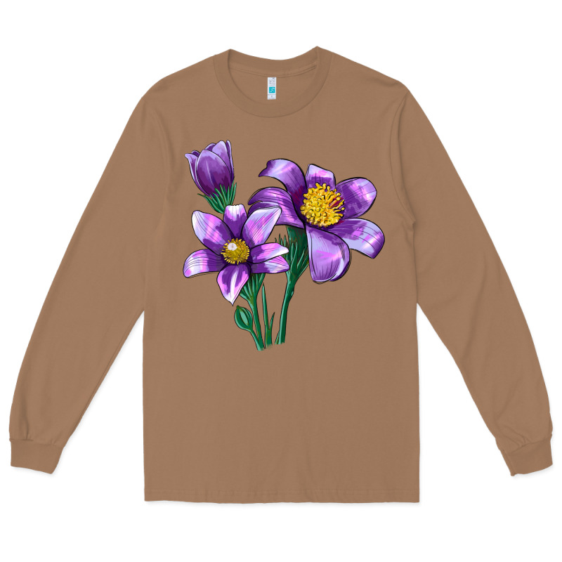 Pasque Flower Illustrations Long Sleeve Tee by LillyAllenDesigns | Teevron
