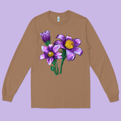Pasque Flower Illustrations Long Sleeve Tee Designed By Lillyallendesigns
