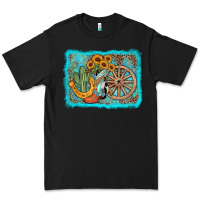 Black western wooden wheel cowboy boots Premium Tee - AdoDesignShop