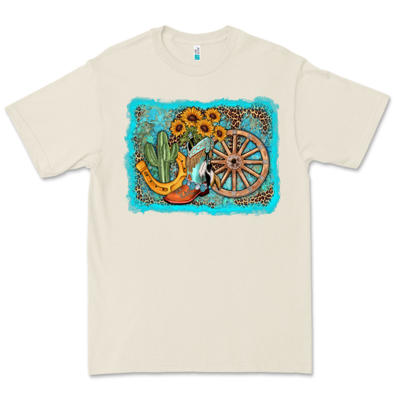 Western Wooden Wheel Cowboy Boots Premium Tee by AdoDesignShop | Teevron
