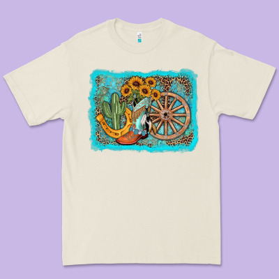Western Wooden Wheel Cowboy Boots Premium Tee Designed By Adodesignshop