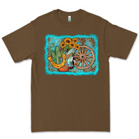 Cacao western wooden wheel cowboy boots Premium Tee - AdoDesignShop