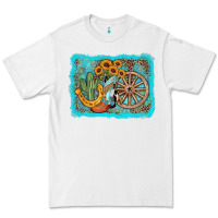 White western wooden wheel cowboy boots Premium Tee - AdoDesignShop