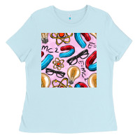 Baby Blue physics seamless pattern Ladies Tee - BundleAndBundleShop