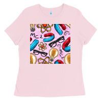 Bubblegum Pink physics seamless pattern Ladies Tee - BundleAndBundleShop