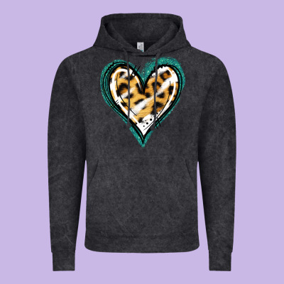 Glitter Leopard Heart Vintage Hoodie Designed By Jasminsmagicworld