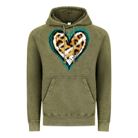 Vintage Olive Glitter Leopard Heart Vintage Hoodie - Jasminsmagicworld
