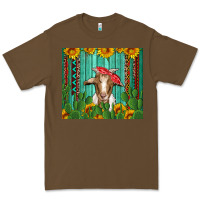 Cacao goat with sunflower and cactus Premium Tee - Artiststas