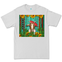 Dove Grey goat with sunflower and cactus Premium Tee - Artiststas