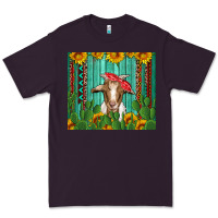 Plum goat with sunflower and cactus Premium Tee - Artiststas