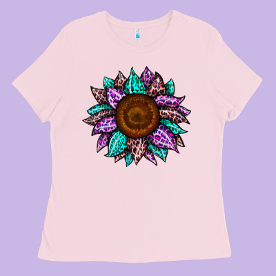 Sunflower Leopard Color Ladies Tee Designed By Jahusdesignshop