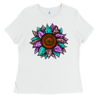 White sunflower leopard color Ladies Tee - JahusDesignShop