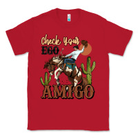 Red check your ego amigo rodeo cowboy Classic Tee - MaliasSmallBusiness