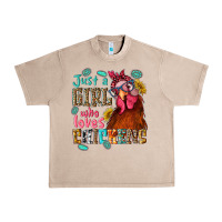 French Oak just a girl who loves chickens Urban Heavy Tee - NancyCooperArtShop